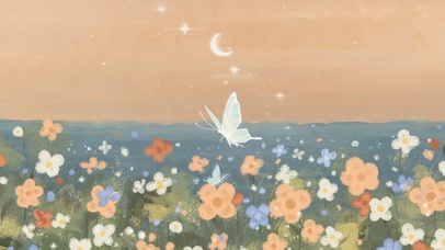 浪漫花海上的蝴蝶