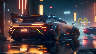 4k赛博朋克跑车