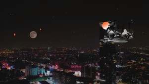 4K中秋团圆唯美月亮城市夜景