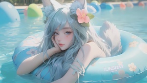 【猫耳少女】可爱泳池阿狸美女