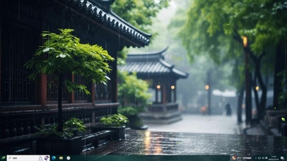 4K古风雨天巷口主题