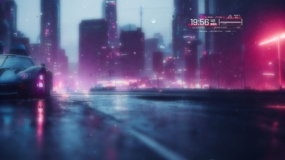 4k雨滴屏赛博朋克都市