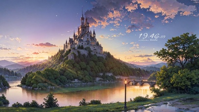 4K唯美治愈夕阳城堡