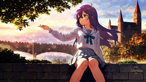 唯美夕阳小镇少女