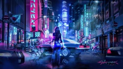 科幻，机甲，背影少女，赛博朋克