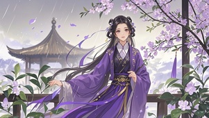 紫花微雨
