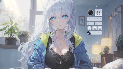 唯美居家白发美女