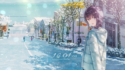 治愈下雪街道少女