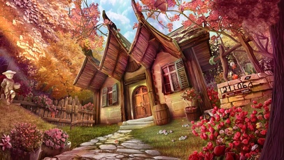 清晨阳光秋季小木屋