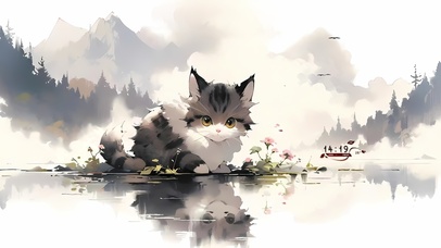 水墨风猫咪