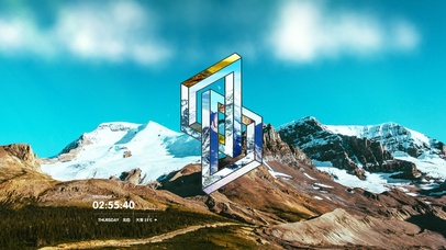 蓝天雪山（6K超清含天气时钟）