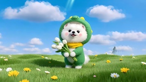 草地上小狗狗