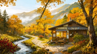 唯美秋天落叶小溪