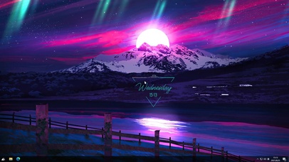 4K 长河落日极光风景主题