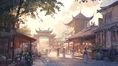 古镇的热闹集市