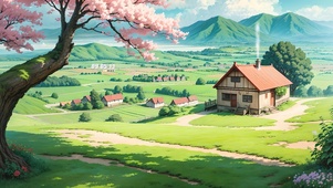 4K唯美清新护眼山村美景