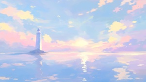 治愈梦幻晚霞海边粉雾海浪漫