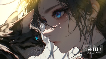 耳环少女的猫  高清动漫壁纸