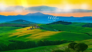 绿色青山夕阳