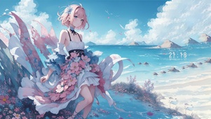 海边唯美沙滩少女