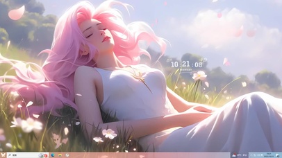 山坡鲜花女孩