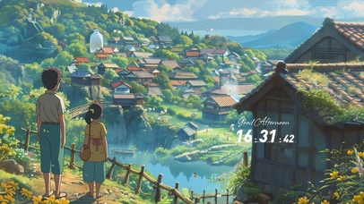 蓝天白云树木房屋