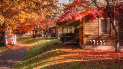 4K唯美枫叶小屋