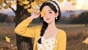银杏树下的女孩