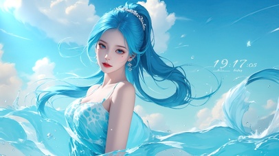 小清新蓝发少女护眼