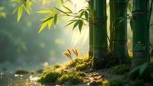 唯美绿色竹林