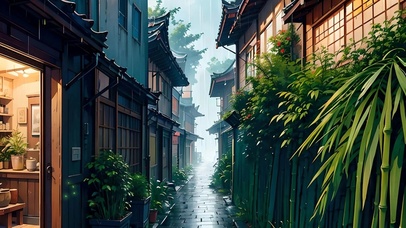 雨中的小巷