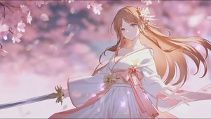 风雪樱花下的少女