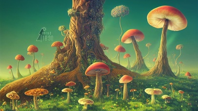 唯美梦幻蘑菇丛