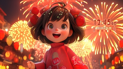 2024新春烟花小女孩