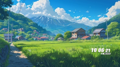 护眼蓝天乡村景色