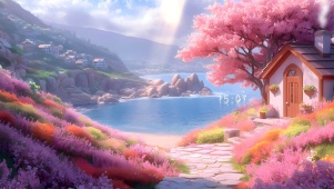 樱花湖景小屋