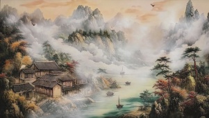 山水风景插画