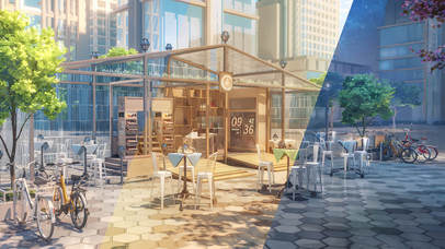 街边咖啡屋-随时间变化