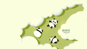 云朵下的可爱熊猫