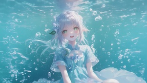 水中可爱甜美二次元萌系女孩