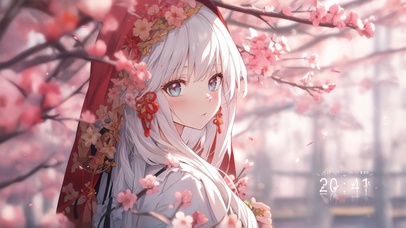 古风樱花白发少女