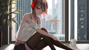 4K夏日午后休闲黑丝少女