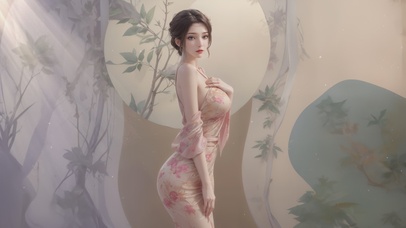 国风旗袍高挑清秀气质美女