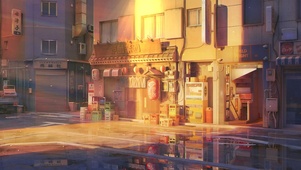 夕阳下的唯美街道4K