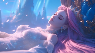 唯美粉发睡颜少女