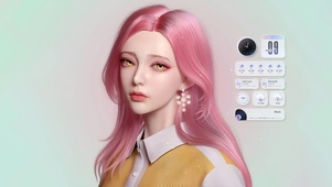 唯美清纯粉发美女