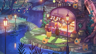 治愈唯美夜晚森林的小店