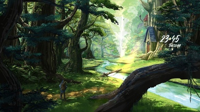 治愈落叶阳光森林小溪