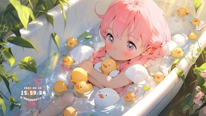 4k 浴缸泡泡女孩