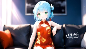 沙发上旗袍萝莉